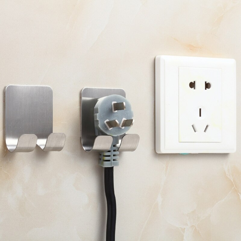 Metal Wall Adhesive Sticking Phone Charging Plug Holder Razor Sopport Rack Hook