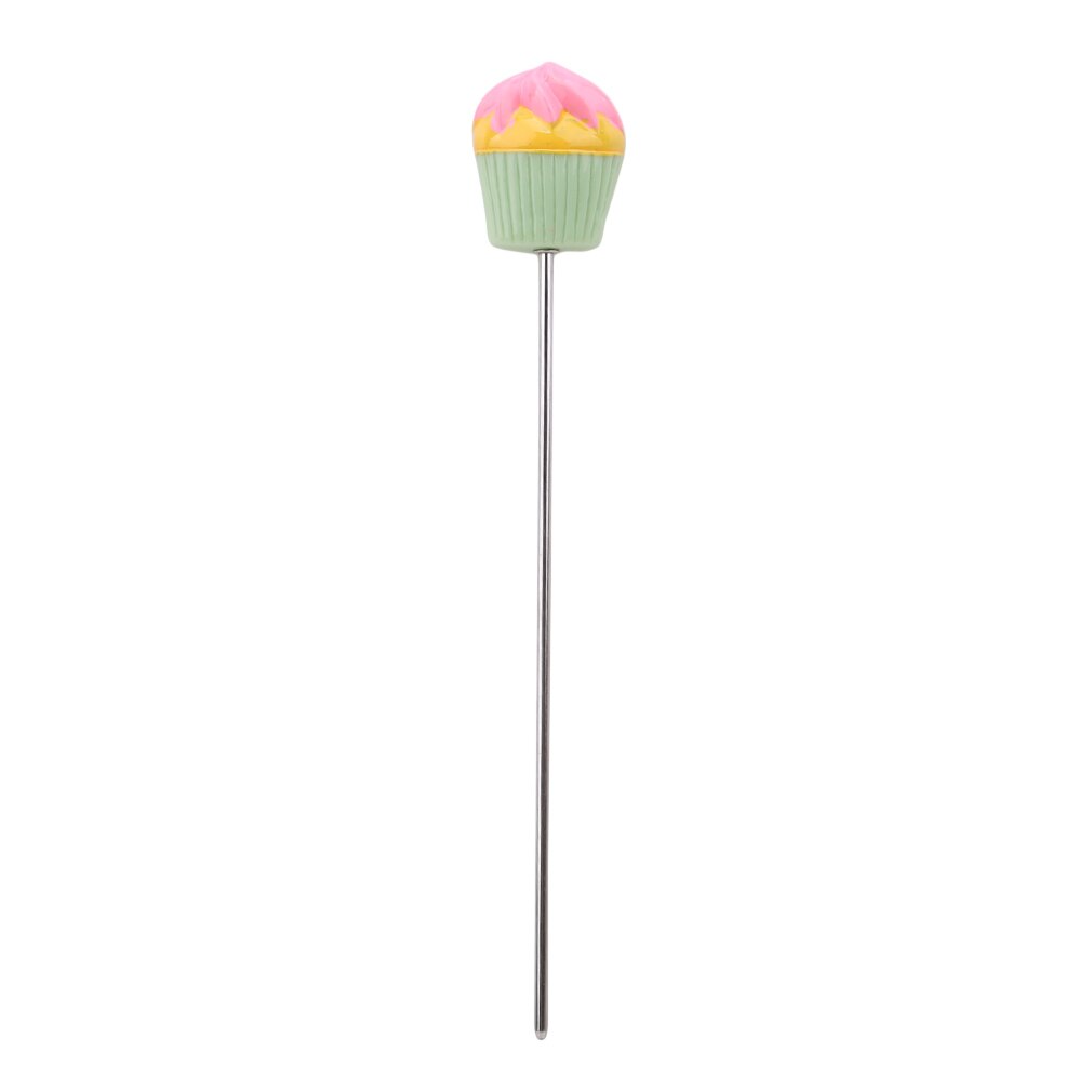 Praktisk kage tester bagespyd cupcake muffin test madlavning brød sonde rustfrit stål og plastik: Grønt kagehoved