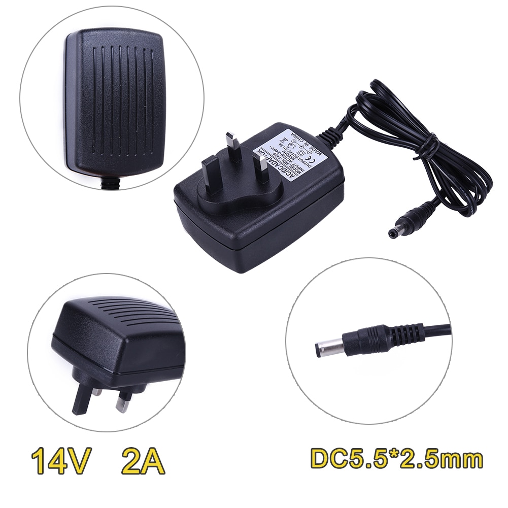Dc 14v 2a virtalähdesovitin ac-dc-muunnin 5.5*2.5 mm au uk eu au pistokeliittimet