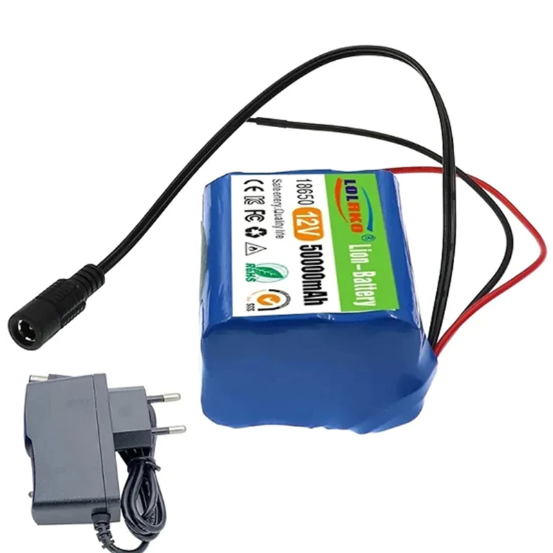 Batería de 12V 50000mah 18650 Li-ion 50Ah baterías recargables con paquetes de baterías de litio BMS Placa de protección + cargador de 12,6 V