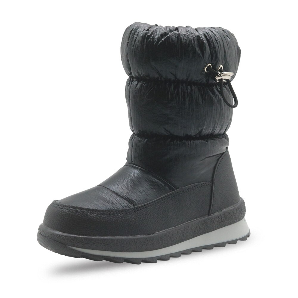 Apakowa Meisjes Anti-Slip Bladerdeeg Snowboots Kinderen Mid-Kalf Warme Voering Winter Schoenen Voor koud Weer Outdoor Wandelen