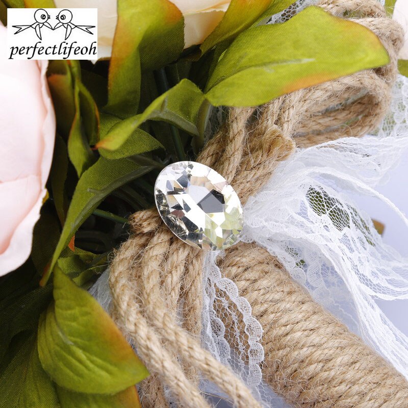 Perfectlifeoh-ramo de Camelias para boda, plantas florales, , ramo de recuerdo con mango de encaje, flores de boda con tema de jardín