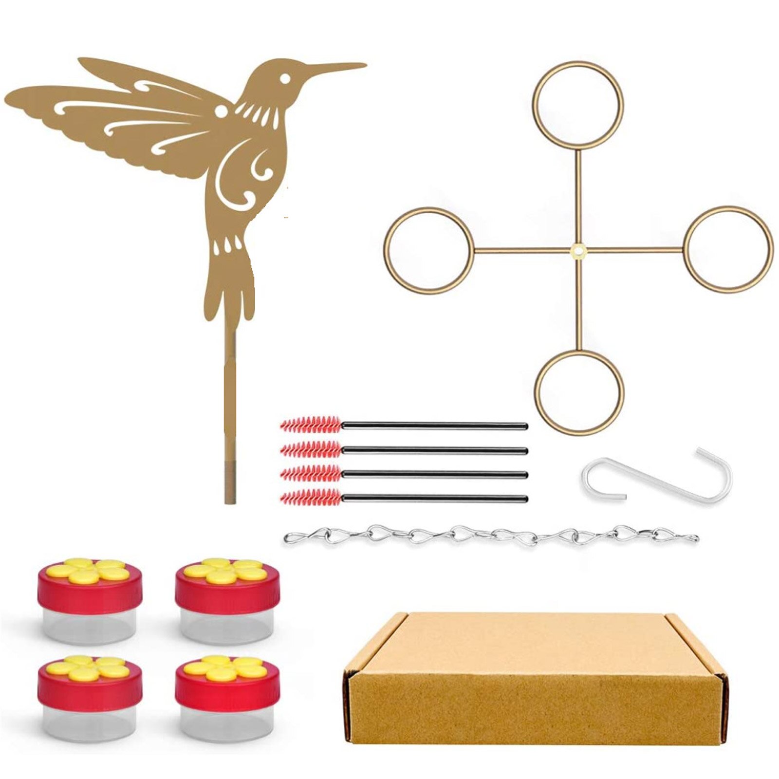 4 Feeding Ports Outdoor Feed Bird Tool Lightweight Durable Hanging Lazy Automatic Garden Bird Feeder