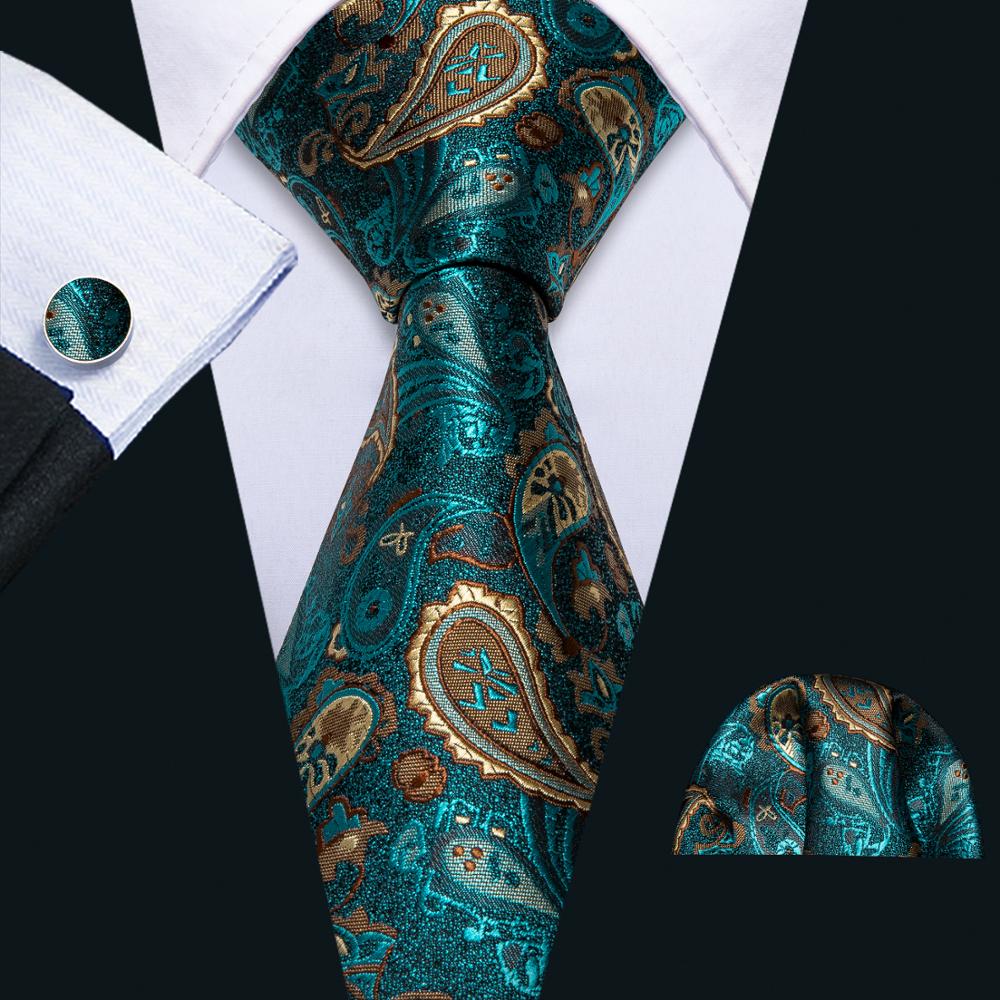 Barry. Wang Groen Baby Paisley Zijden Stropdas Voor Mannen Stropdas Bruiloft Hanky Manchetknopen Set Accessoires FA-013