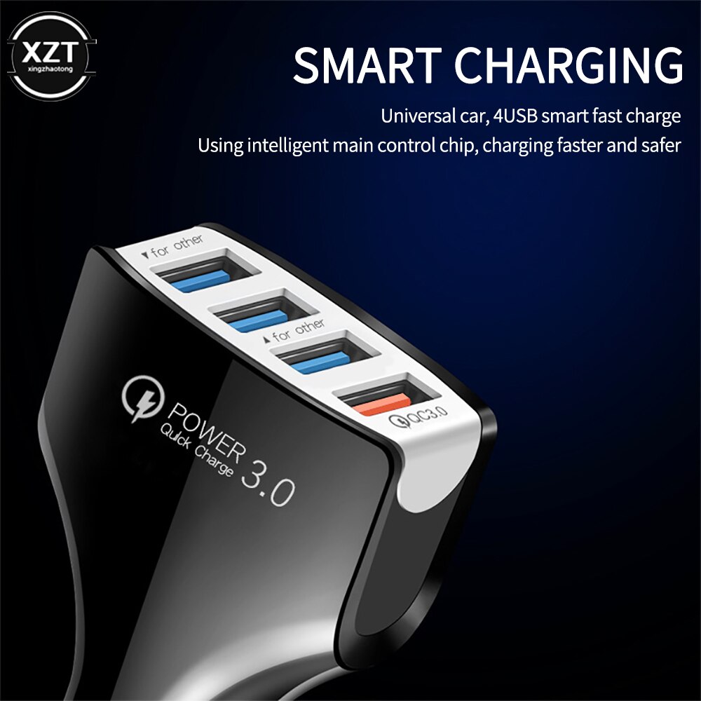 NEUE Auto Ladung 4 Hafen USB Auto Ladung Schnell Ladegerät QC 3,0 praktisch Ladung Adapter Für iPhone Samsung Auto praktisch