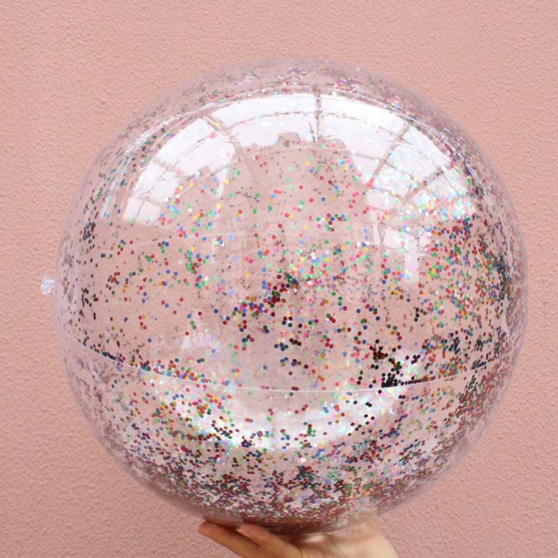 Sommar strand pool boll super transparent pvc blinkande boll vatten leksak rekvisita uppblåsbar paljett strand pool lek boll: 01