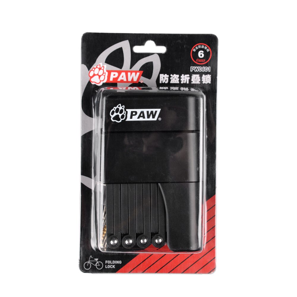 PAW anti-diefstal Fietsslot Professionele 9 STKS Opvouwbare Fiets Lock MTB Road Cyclus Keten Lock 65*105mm Fietsen Steel Sloten