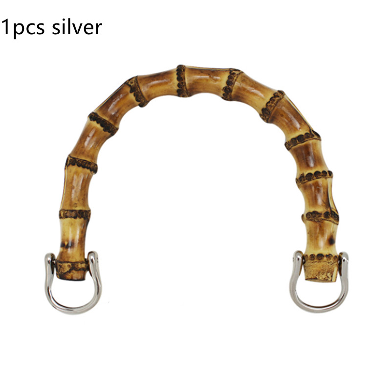 2 st /1 st bästsäljande plastpåshandtag för handväska handgjorda pysselväskor tillbehör med länkspänne handtag för damväska: Silver-