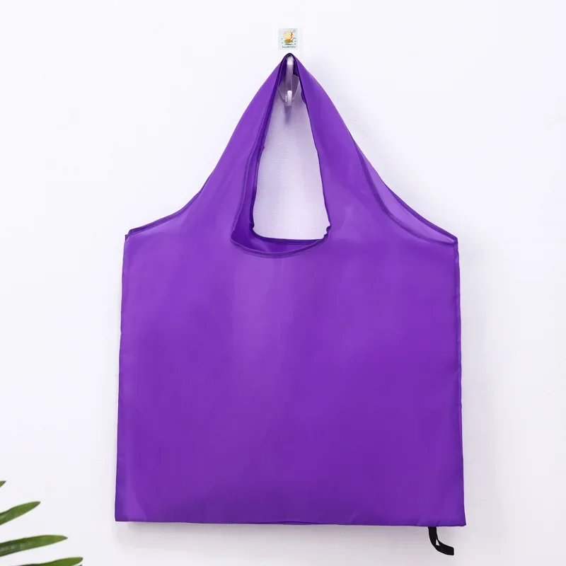 Foldable Shopping Bag Reusable Travel Grocery Bag Eco-Friendly One Shoulder Handbag for Travel Solid Color Supermarket Tote Bags