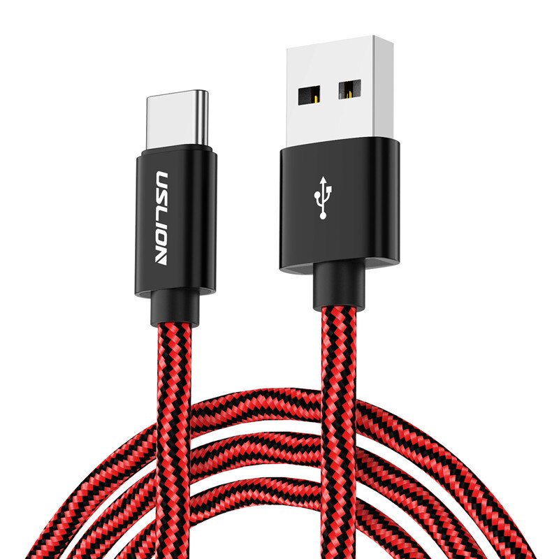 Uslion usb-type c-kabel voor samsung  s9 s8 note 9 xiaomi  mi 8 f1 usb-c snellaadkabel voor huawei mate 20 pro type-c-kabel: Rood / 0.3m
