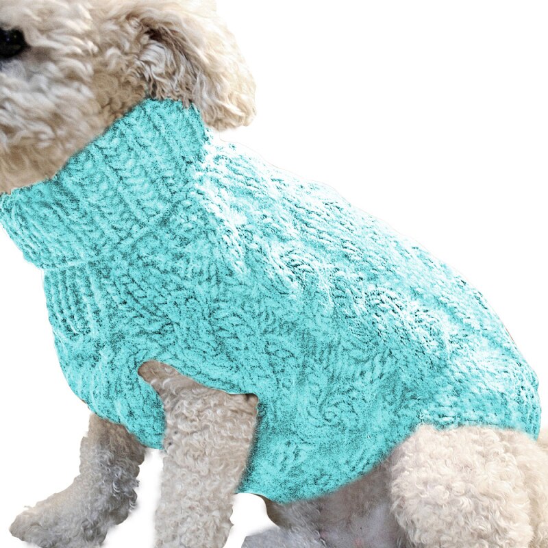 1Pc hiver chien pull petit chien vêtements chiot pull pour chien à tricoter tissu au Crochet noël chien pull décorations: blue / L