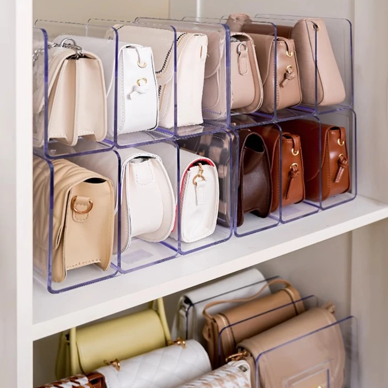 Handtasche Lagerbier Regal für Frauen klar Acryl Trennwand Vitrine Handtasche Bücher Teiler Veranstalter Luxus Taschen Lagerbier Regal