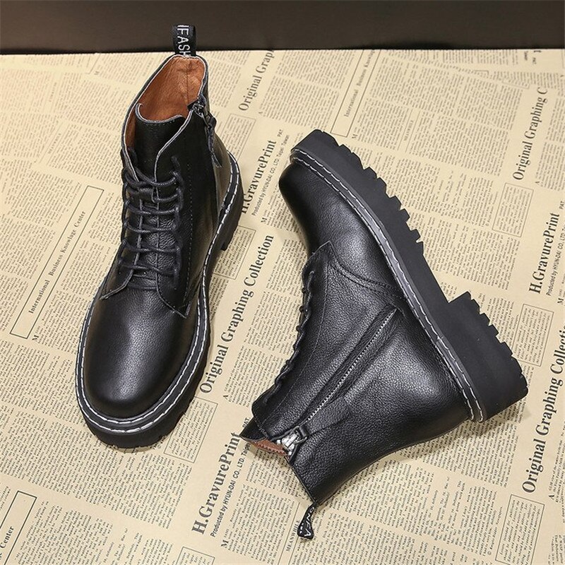 Botines de punta redonda cootelili para mujer, zapatos de invierno cortos de felpa, botines de gamuza con cordones, informales con cremallera.