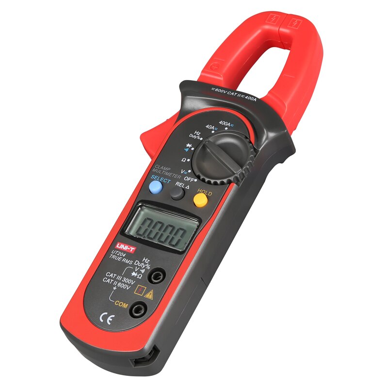 UNI-T UT203/UT204/UT204A AC/DC Digital Clamp Meter; 400A-600A Digital Ammeter, Resistance/Diode/Capacitance/Temperature test