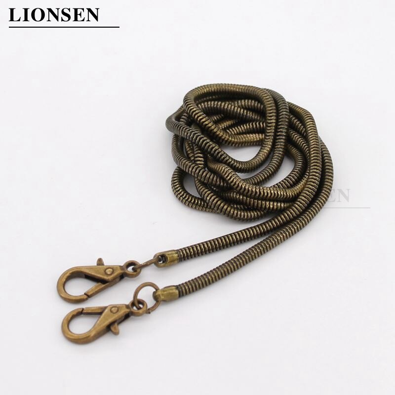 Lionsen 120cm / 0.42cm Snake Replacement Chain Strap Metal link Clasp Purse Chain Bag Handle Shoulder Cross Body Handbags Chain: 120cm bronze