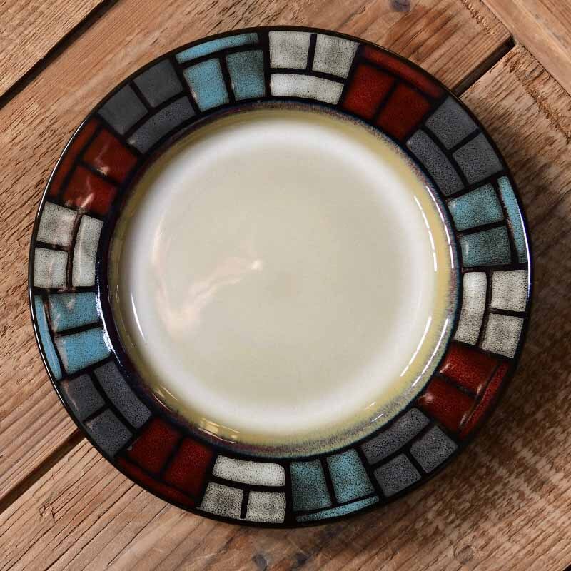 Platos de cerámica pintados a mano, platillo redondo de 21cm, Flor Retro, carne, ensalada, fruta, pastel, Sushi, vajilla de cocina, 1 Uds.: J