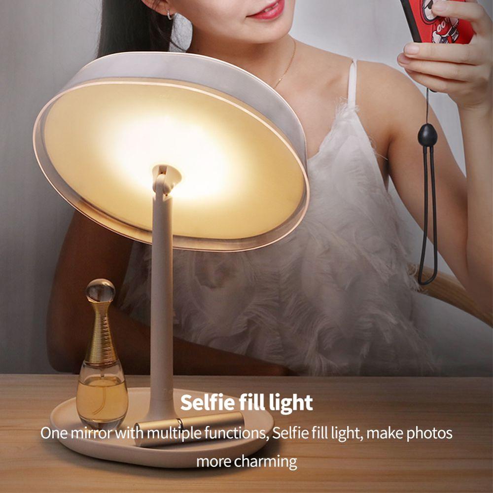 Portugal LED espelho de maquiagem 180 ° giratório de três velocidades de brilho ajustável toque espelho de beleza espelho de maquiagem de mesa portátil para selfie maquiagem luz de preenchimento luz espelho maquiagem
