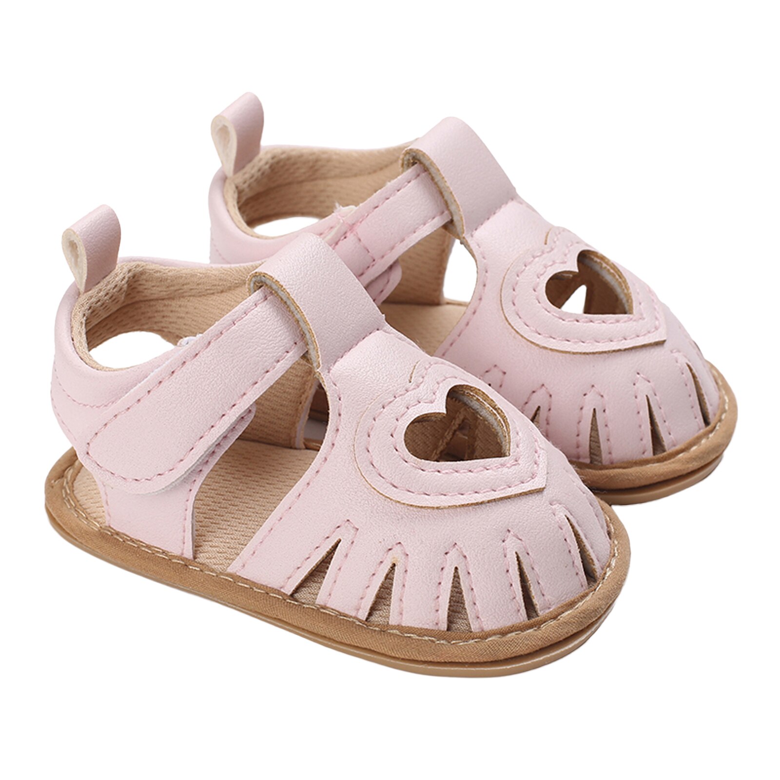 Toddler Baby Summer Sandals Solid Color Heart-shaped Cutout Soft Sole Girls Boy Beach Sandals 0-18Months: D / 13-18 Months