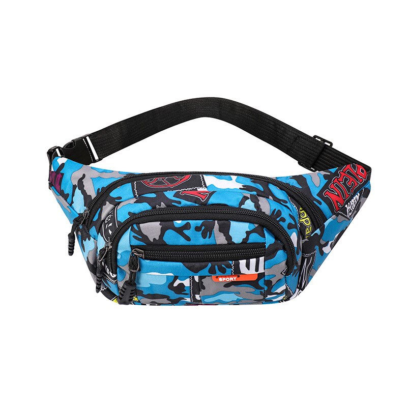 Moda spalla marsupi amanti Camouflage marsupio alpinismo all'aperto Messenger Bag tempo libero Versatile colore Trend Bag: Blue