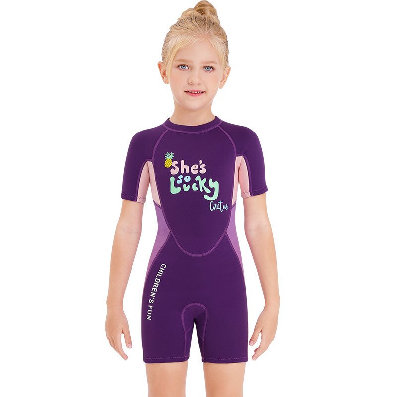2.5mm Neoprene Short Sleeves Kids Wetsuits Diving Suits for Boys/Girls Children Rash Guards One Piece Surfing Swim Snorkeling