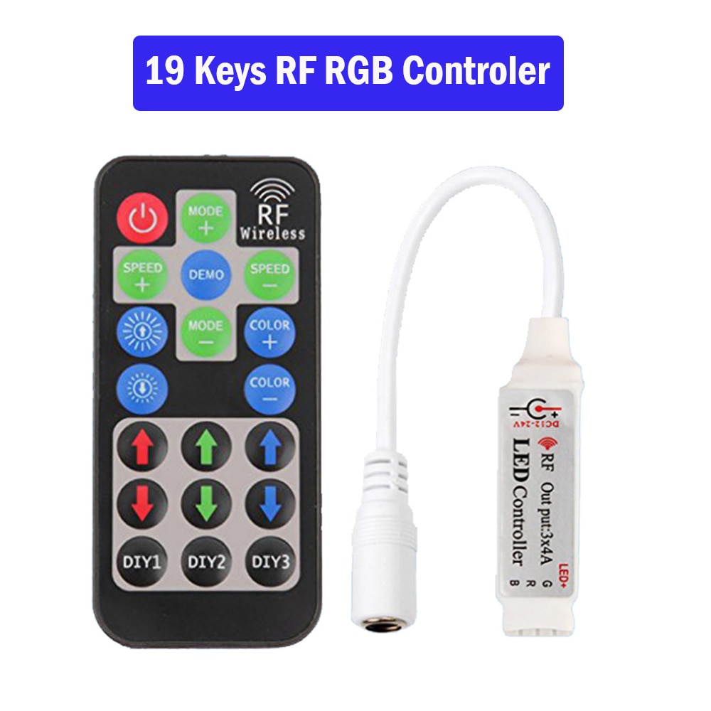 DIY Led Controller 19 Keys LED RF RGB Controler LED Lights Controller RF Remote Dimmer DC12V 24V 6A For 2835 5050 RGB LED Strip