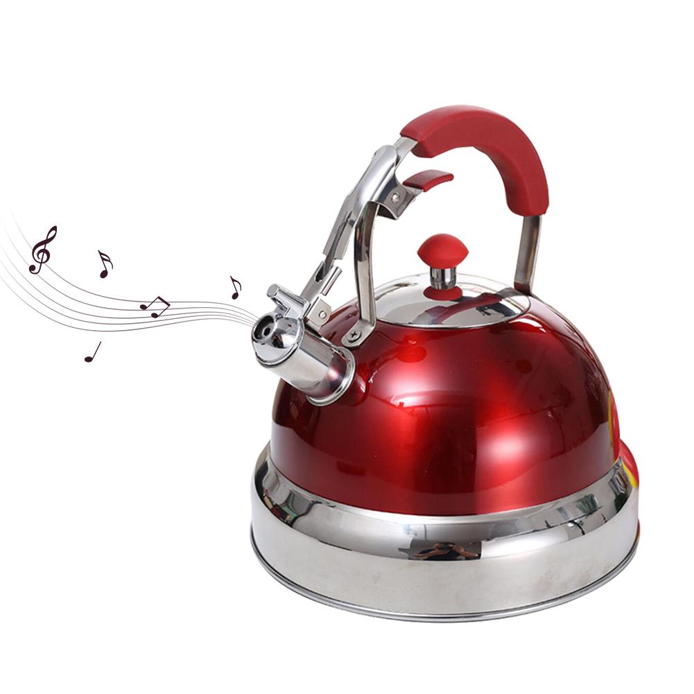 Bouilloire à sifflement 5L pour cuisinière à gaz toutes les cuisinières bouilloire à café en acier inoxydable avec poignée en Silicone théière de grande capacité