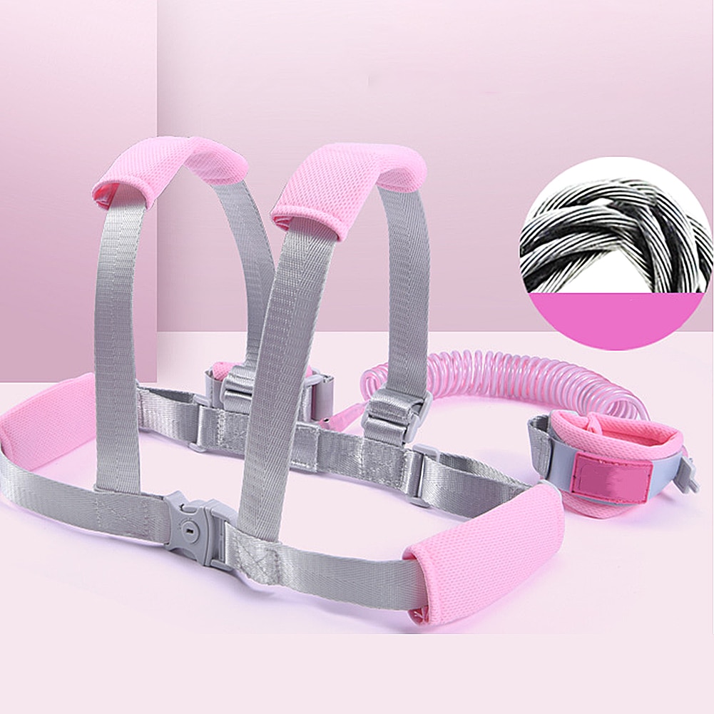 1.5m ajustável crianças cinto de segurança arnês de pulso criança trela anti-lost link crianças andando assistente bebê walker pulseira