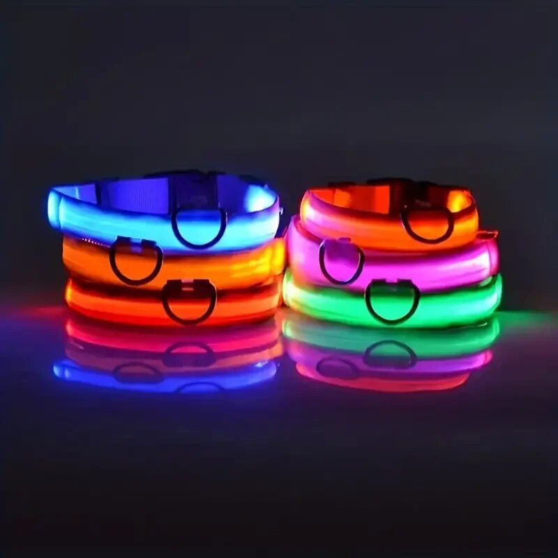 Nylon LED Nacht Sicherheit blinkende glühen in das dunkel Hundeleine Hunde leuchtende fluoreszierende Haustier Hundehalsband