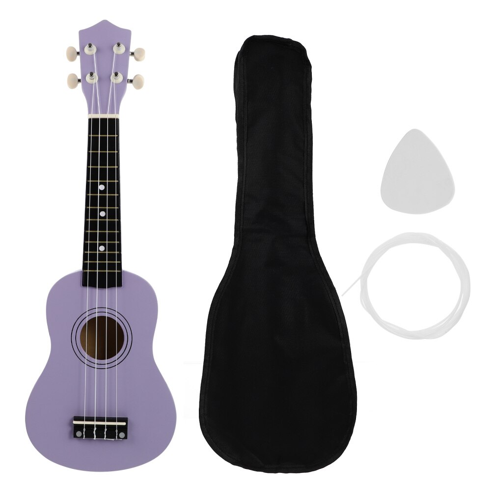 21 Inch Paars Sopraan Ukulele Basswood 4 Strings Hawaiian Gitaar Muziekinstrumenten Ukulele Gitaar Set Met Tas Pick Strings: Default Title