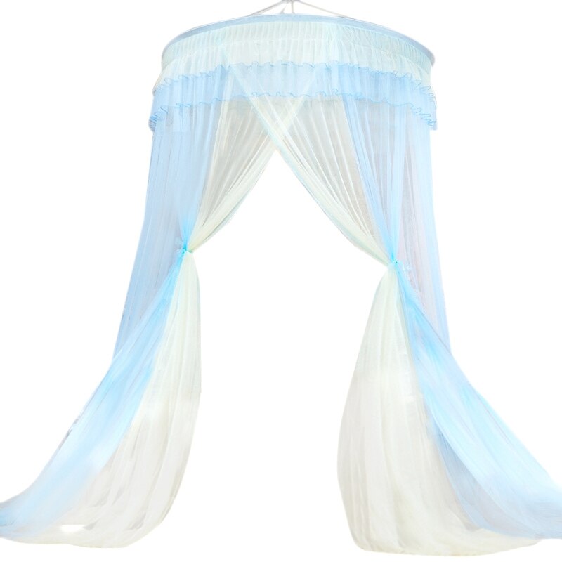 Bed Canopy Double Colors Hung Mosquito Net Princess Bed Tent Curtain Foldable Canopy On The Bed Fairy Lace: Yellow Blue
