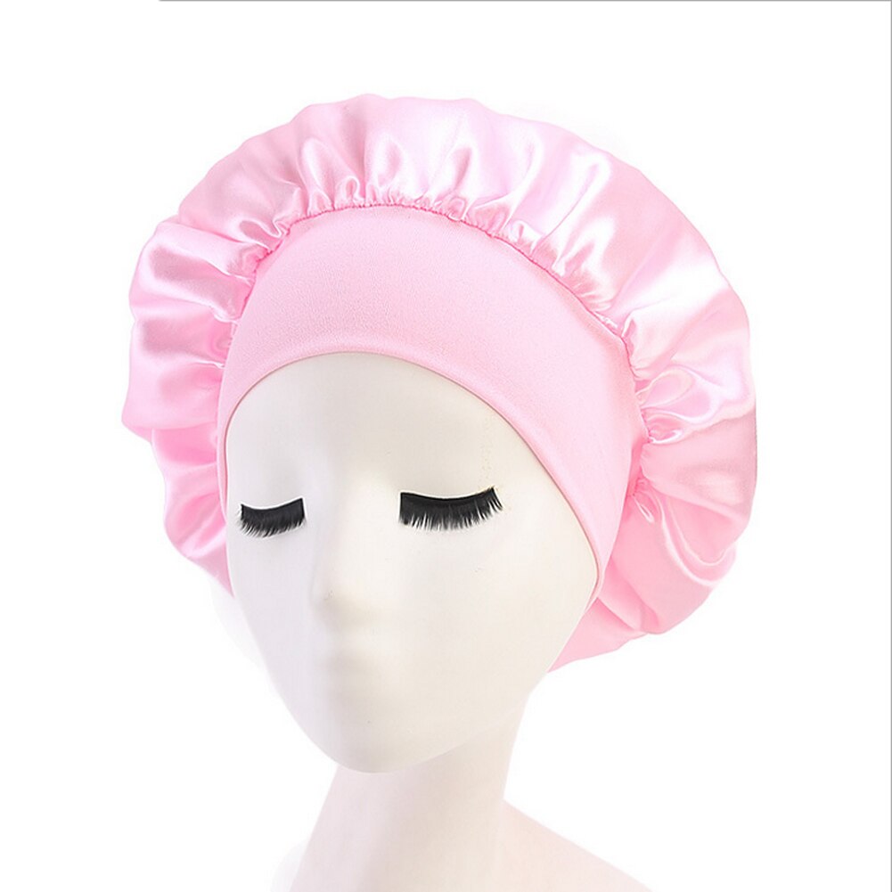 Hair Bonnet for Sleeping Satin Hair Wrap Silk Night Sleep Cap Bonet Satin Long Hair Care Hats for Women Head Cover Shower Cap: Pink