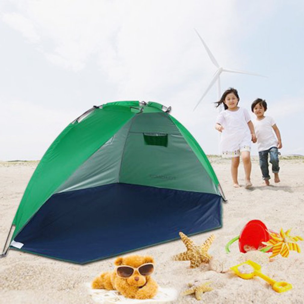 Automatic beach tent sunshade cabana for 2-3 people, uv protection beach shade with carrying bag for outdoor activities