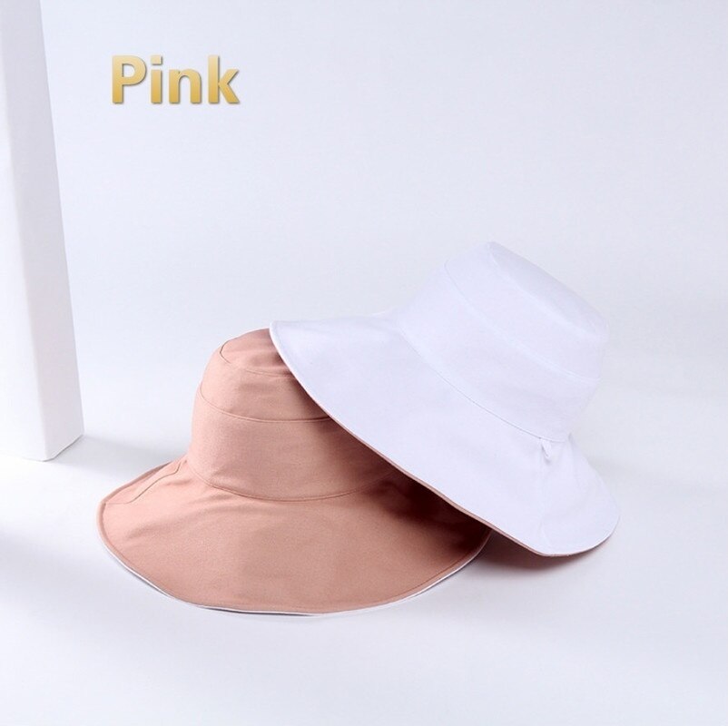 GOUTER Both Sides Broad-brimmed Hat Japanese Style Women Outdoor UV Protection Bucket Hat Foldable Wide Brim Hat Beach Sun Hat: pink