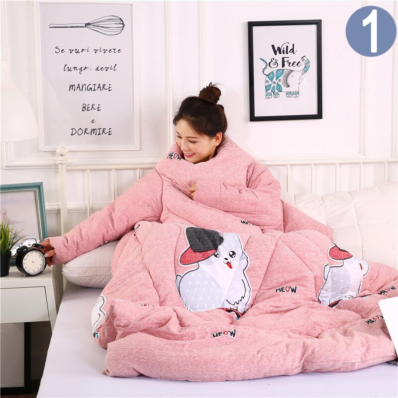 Doven quilt med ærmer varm tykning tæppe multifunktion blød til hjemmevinter lur  tn99: 01