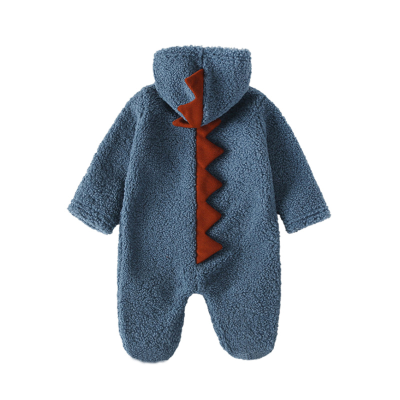 Baby Jongen Fleece Dinosaurus Romper Peuter Fluwelen Hooded Pyjama Kinderen Anime Dress Up Homewear Winter Kids Een Stuk Nachtkleding