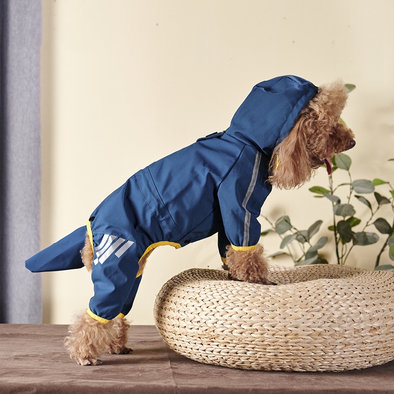 Dog Raincoat Waterproof Dog Rain Jacket with Hood Rain Coat with Leash Hole Lightweight four legs raincoat for Small Medium Dogs: XXL / Blue