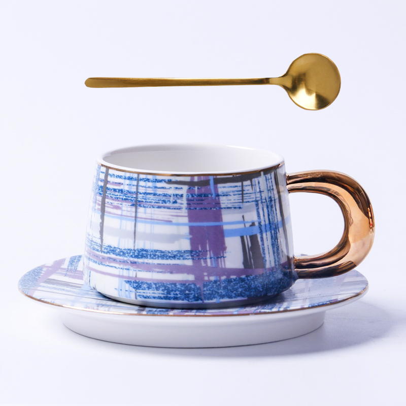 Taza De café Mate De cerámica nórdica De lujo, platillo , Tazas De café reutilizables, Tazas De café hechas a mano, EK50BD: B