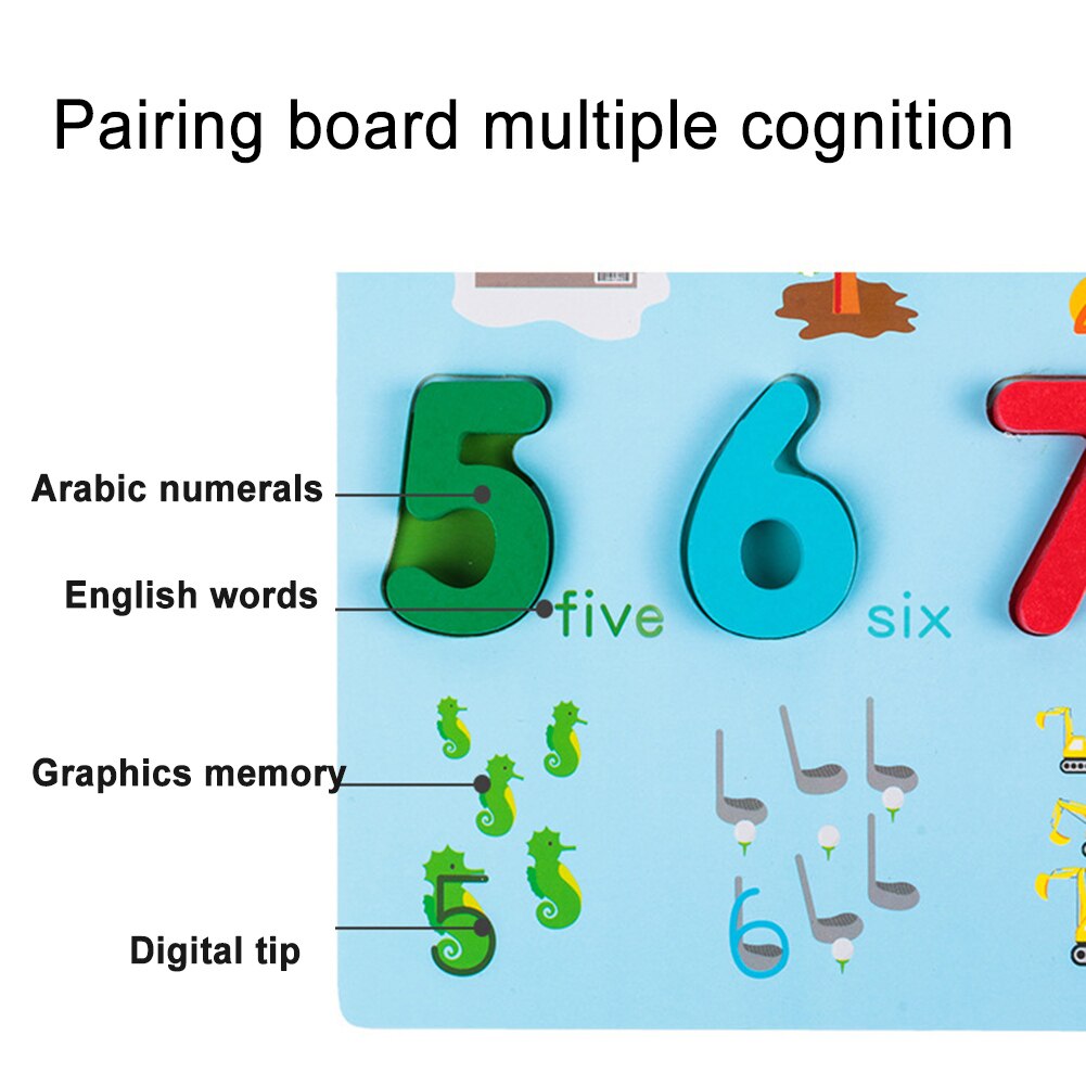 Färgglada nummer alfabetet form trä pussel parningstavla utbildning barn leksak