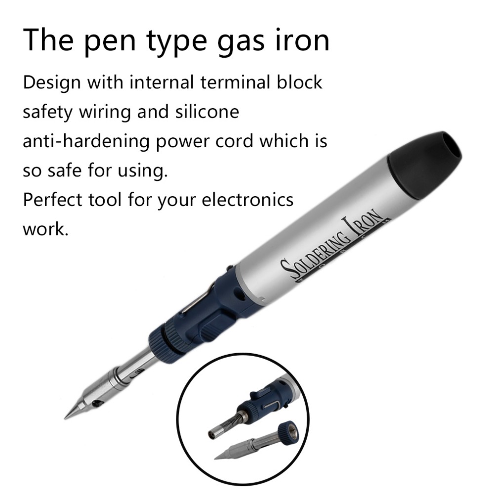2 In 1 12Ml Pen Vorm Gas Soldeerbout Tool Solderen Gun Iron Head Tip Draadloze Pen brander Met Solderen