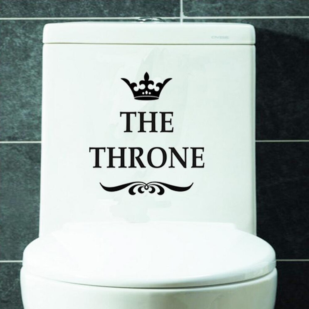 Le trône couronne toilette Stickers muraux drôle noir siège de toilette décalcomanie amovible salle de bain fond Mural décor à la maison fournitures