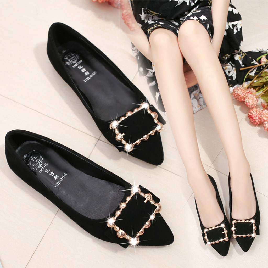 Vogue Women Flats Nice Flock Metal Women Boat Shoes Spring Woman Pointed Toe Flat Shoes Women Casual Shoes