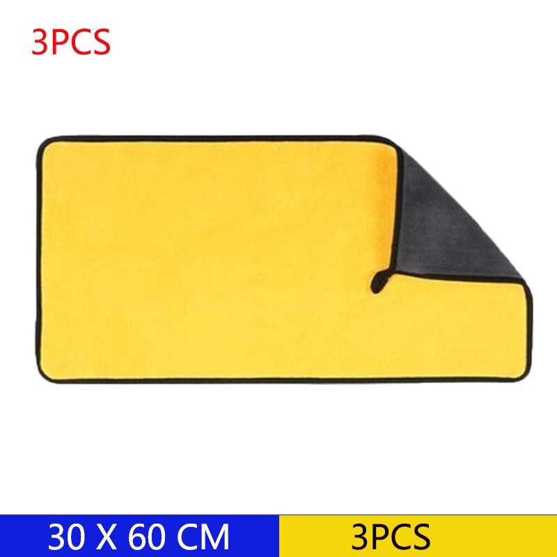 3/5/10PCS 600GSM Car Wash Microfiber Towel Car Cleaning Drying Cloth Paint Care Cloth Detailing Car Wash Towel Cleaning Tools: 60x30cm 3pcs