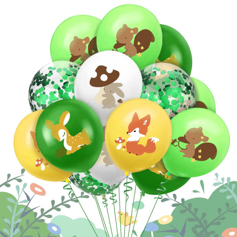 Cartoon Bos Dieren Ballonnen Verjaardagsfeestje Decoratie Vlag Vos Eekhoorn Ballonnen Jungle Dieren Ballonnen Verjaardagslevering