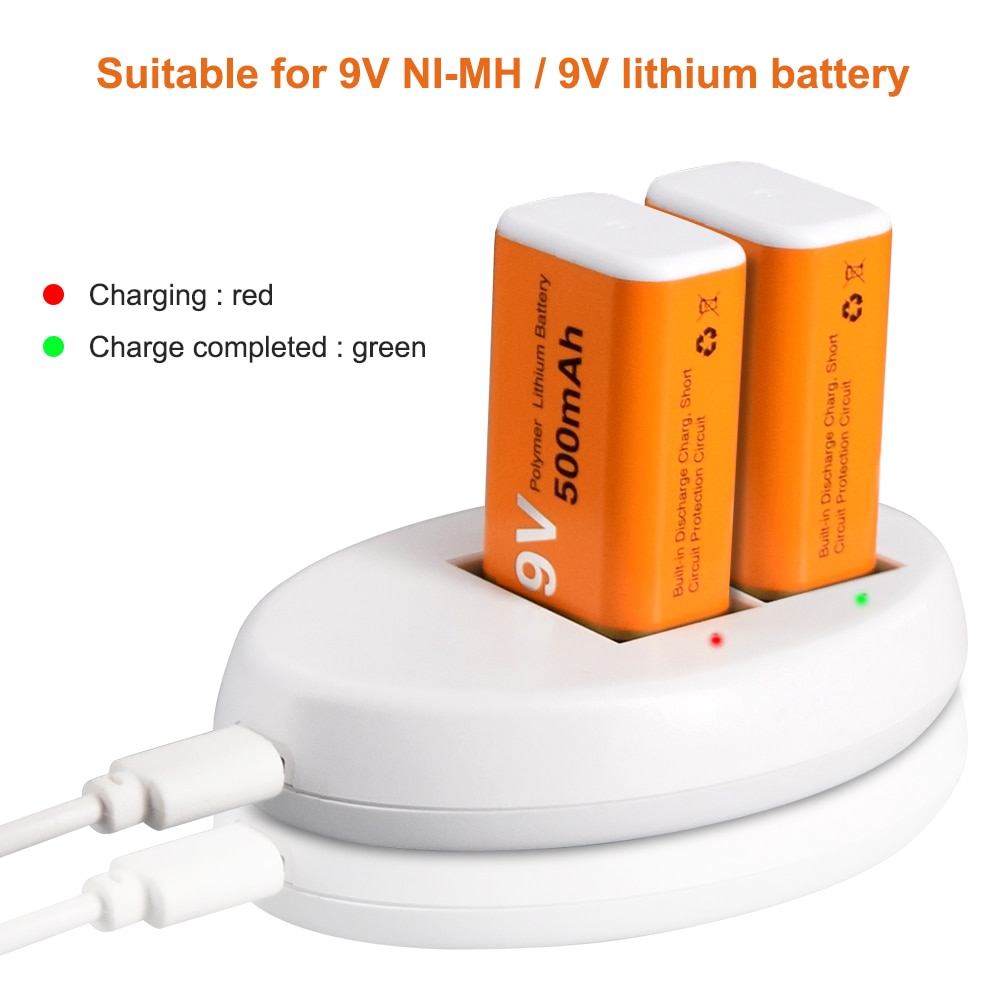 9V 500mAh Li-ion Battery lithium polymer Rechargeable battery 9v lithium for Multimeter Microphone Toy Remote Control KTV Use