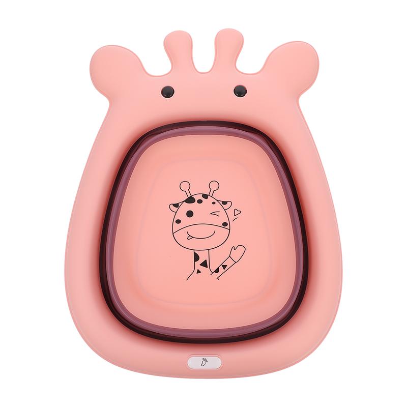 1pc Baby Footbath Basin Cartoon Tubs Adorable Kids Washbasin Plastic Bath Basin: Pink