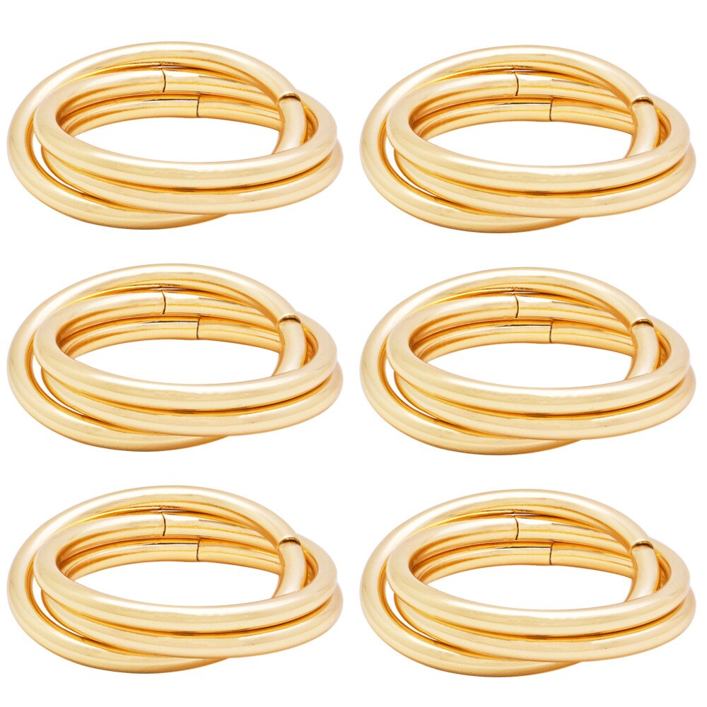 6pcs rvs chain metal servet gesp servet ring hotel servies tafelkleed mond doek ring sieraden: Gold  6PCS