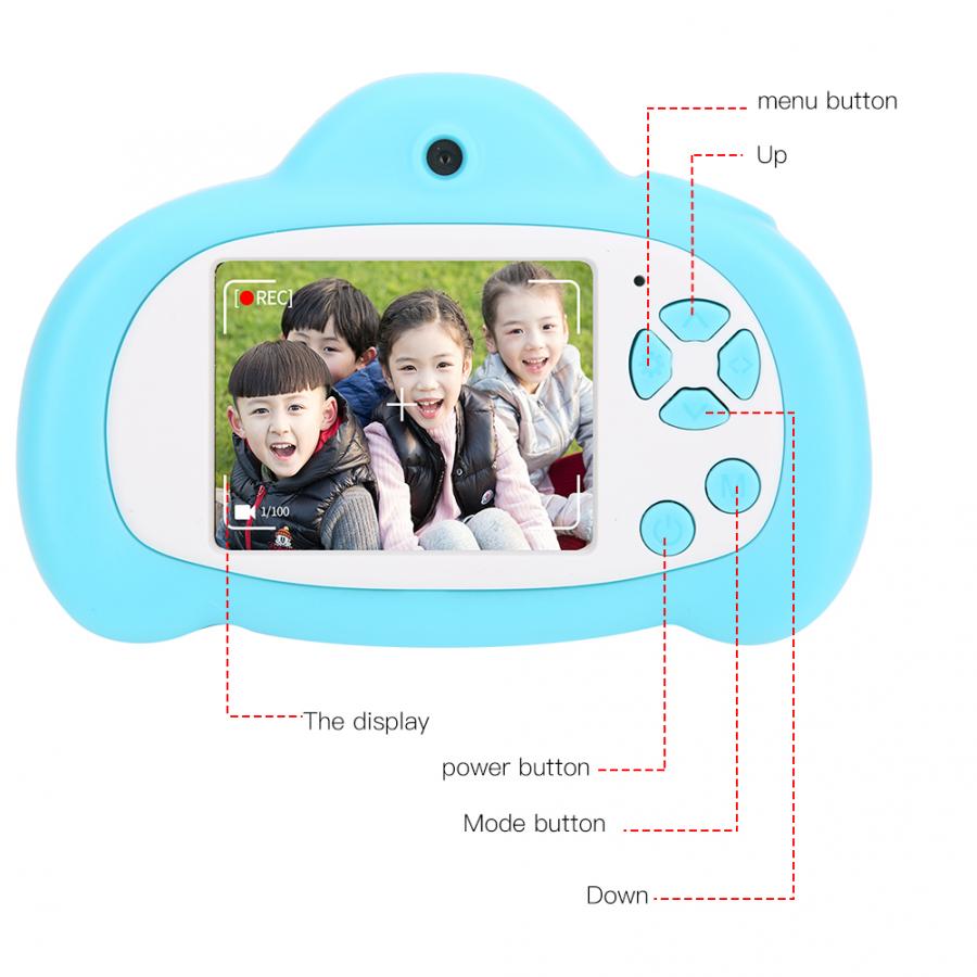 2 inch IPS HD Scherm 1080P Cartoon Kids Camera Kinderen Speelgoed Camera 'S met Voor en Achter Dubbele Camera 'S