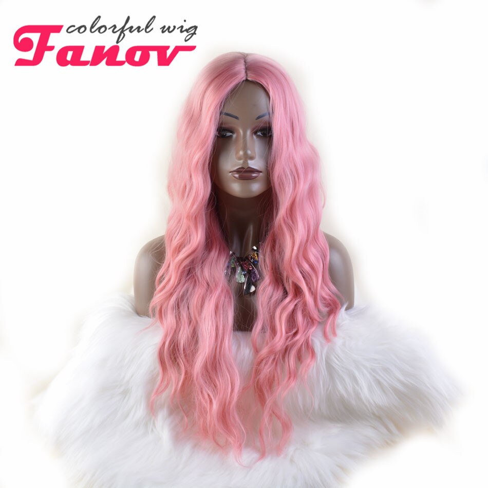 Peluca de cabello rizado largo para mujer, pelo ondulado rojo de 26 pulgadas, parte media, sintético, resistente al calor, para disfraz diario de Cosplay