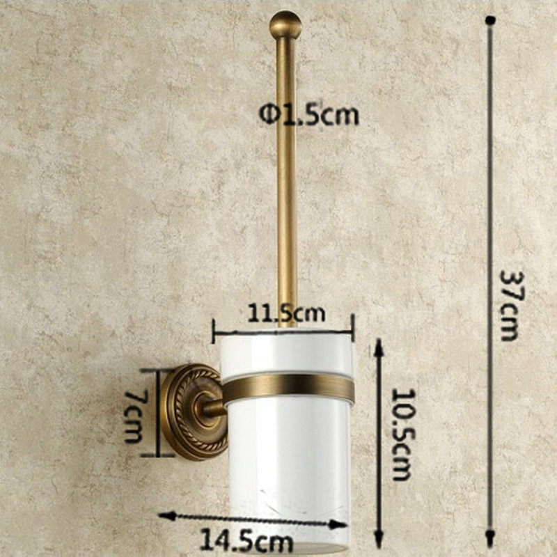 Antiek Messing Kleur Wandmontage Massief Aluminium Gemaakt Anti-Roest Toiletborstelhouder Voor Badkamer Accessoires Set Bad GZ9008