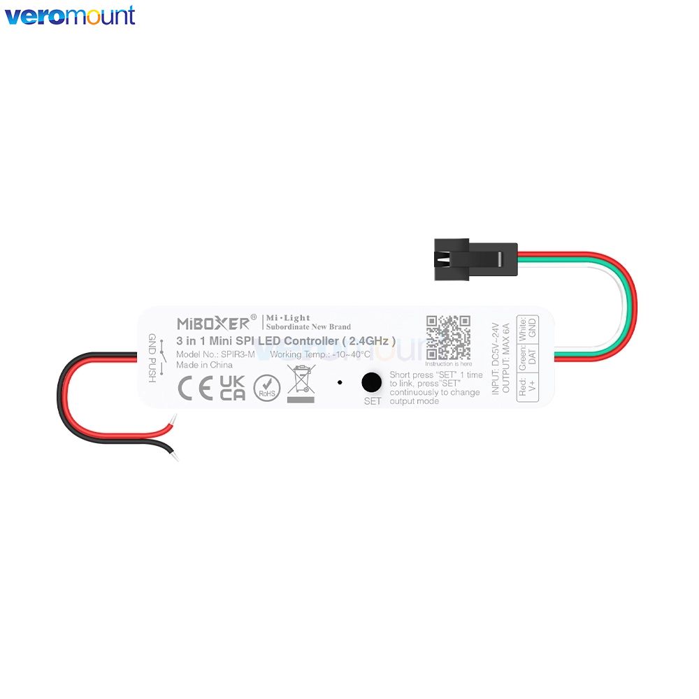MiBoxer SPI LED Regler SPIR3 SPIR3-M 3in1 Einfarbig + RGB + RGBW für Pixel Streifen WS2812 TM1812 mit RF B6 C6 Tafel Fernbedienung